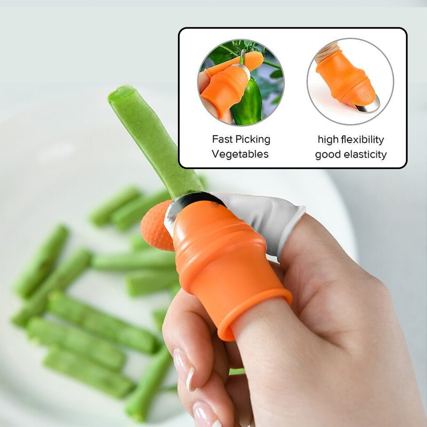 2662v 1 Pair V Thumb Cutter With Box Used In All Kinds Of Household And Official Kitchen Purposes For Peeling And Cutting Of Various Types Of Vegetables And Fruits Etc. Default Title - Anthro Bazaar
