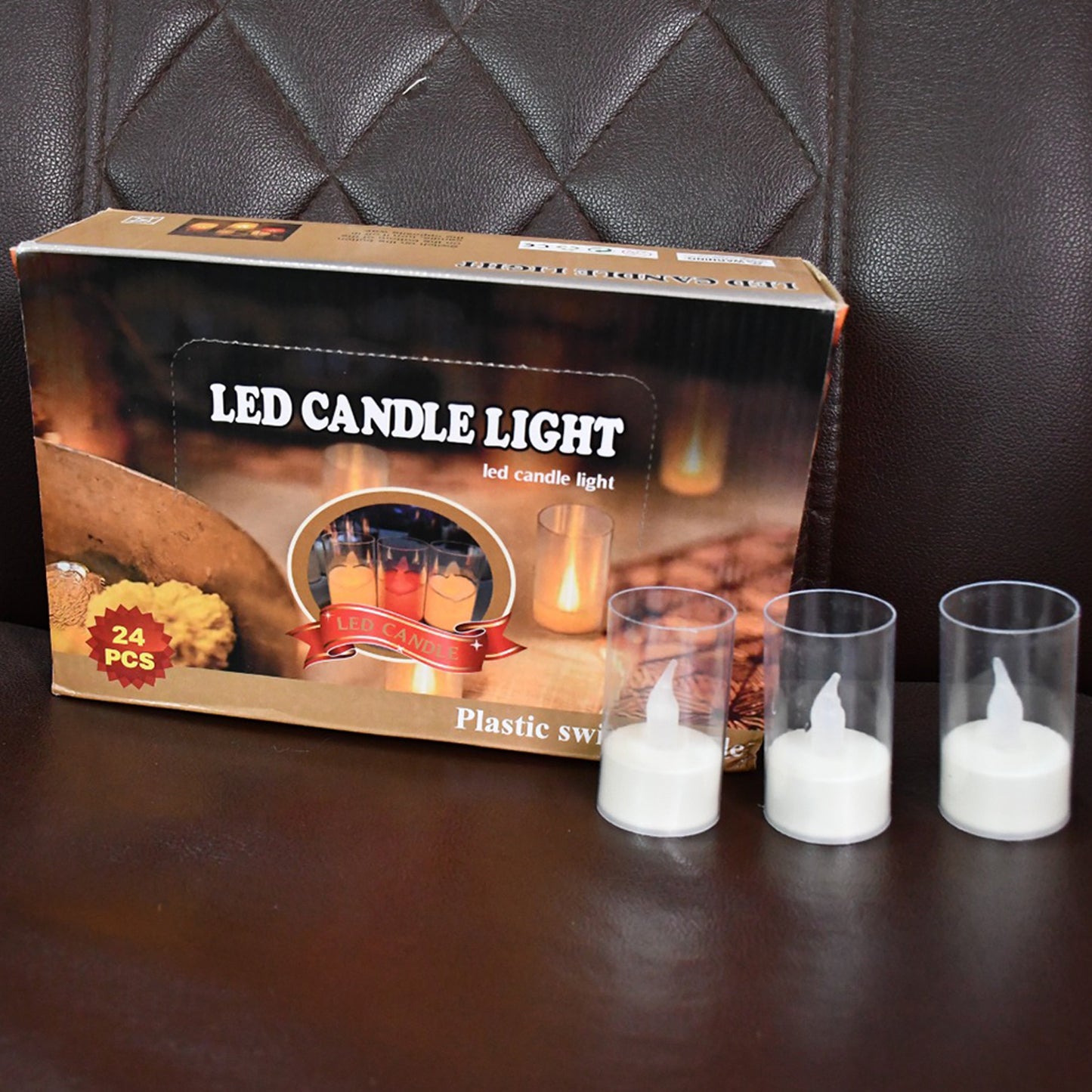 Flameless Candles With Transparent Plastic Covers Set Of 24 Pcs Led Default Title - Anthro Bazaar