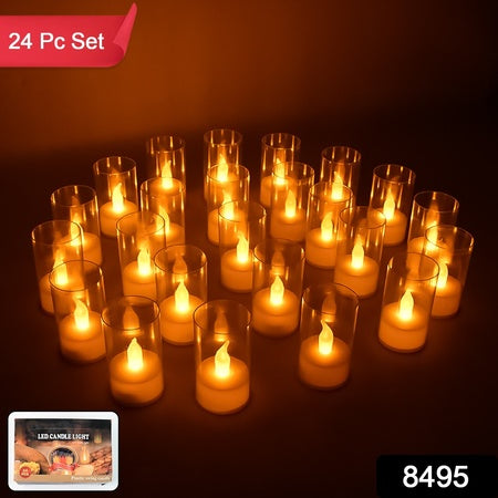 Flameless Candles With Transparent Plastic Covers Set Of 24 Pcs Led Default Title - Anthro Bazaar