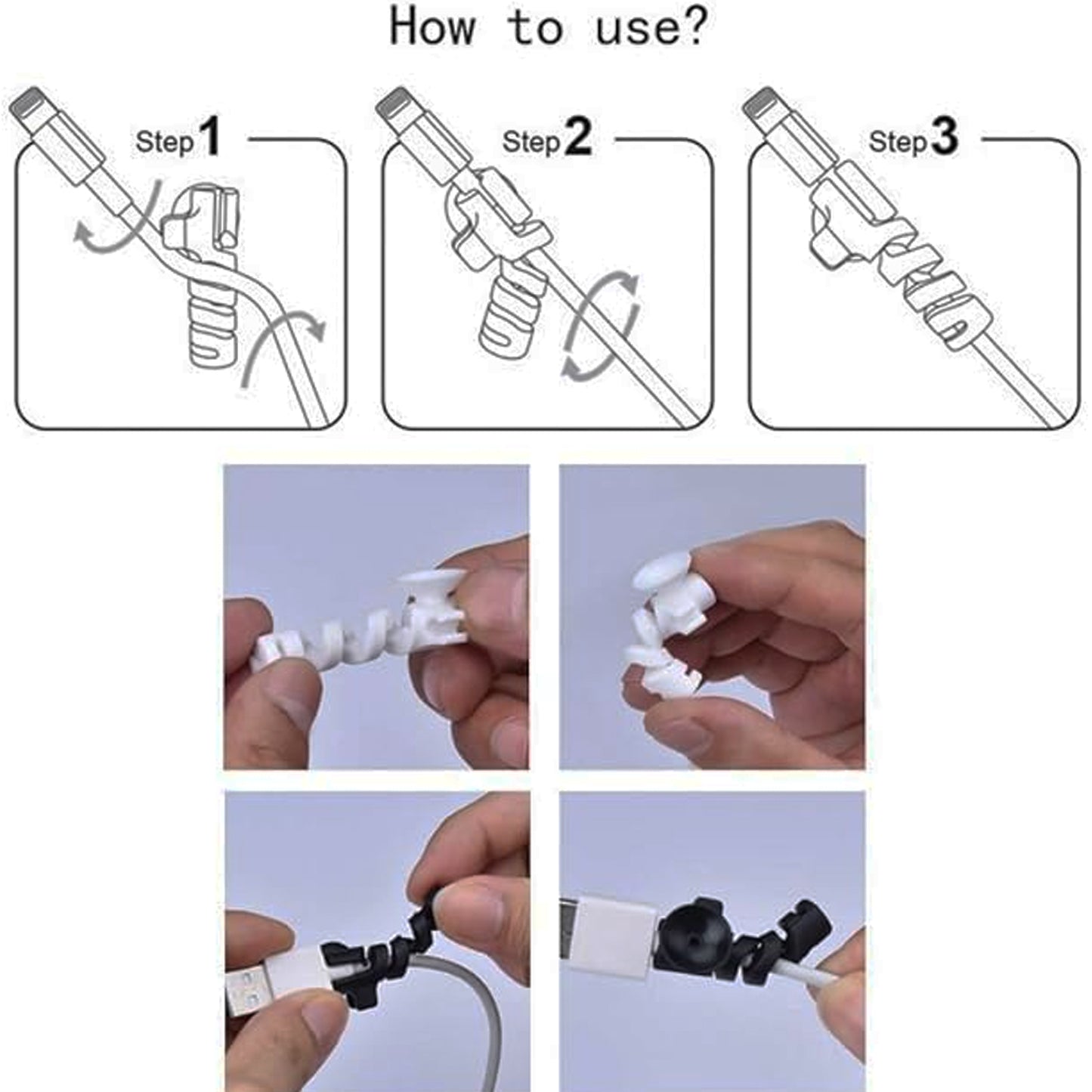 Cable Cord Protector Saver With Suction End (Suction Winder 4 Pcs Set) Default Title - Anthro Bazaar