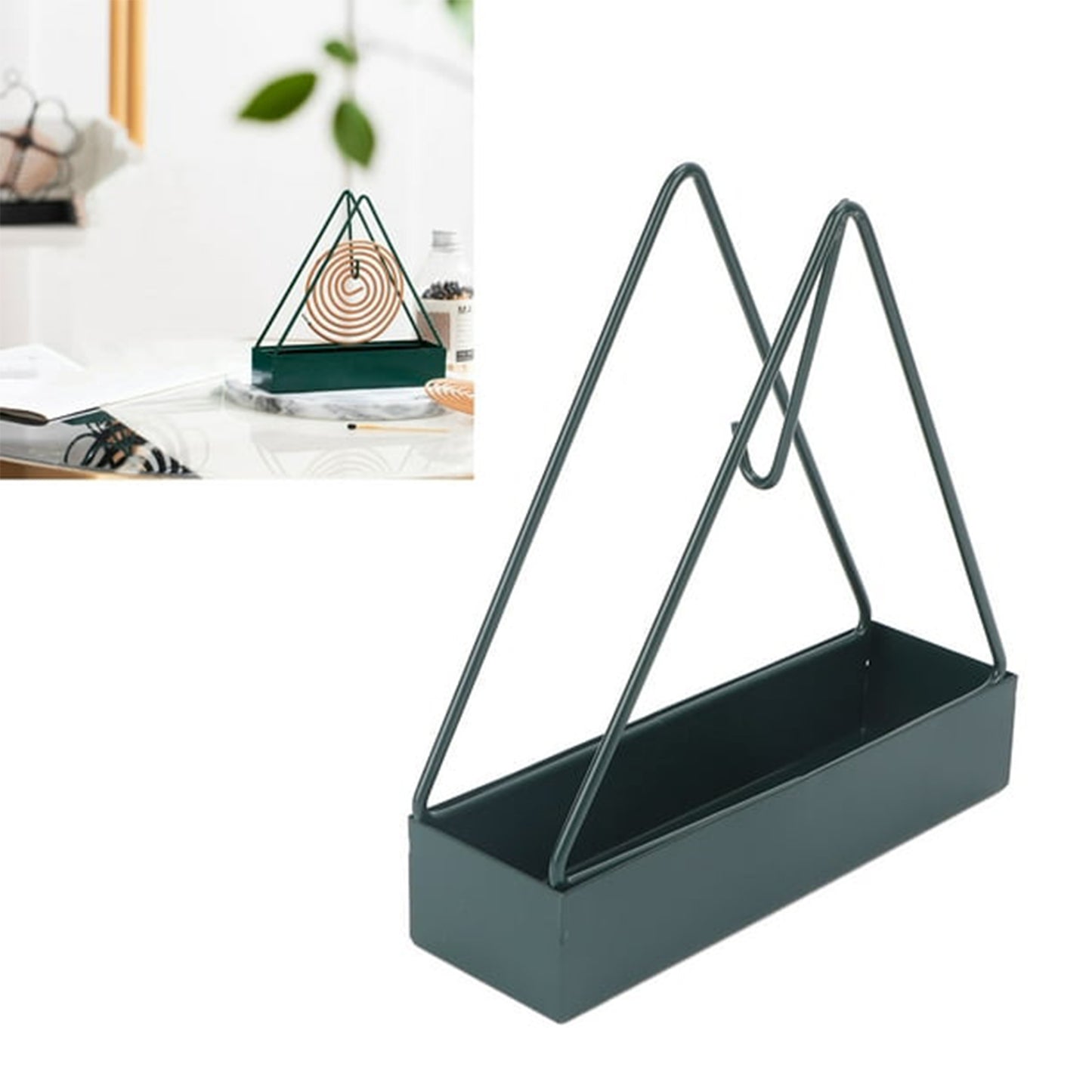 Stylish Iron Mosquito Coil Holder – Triangular Hanging Design