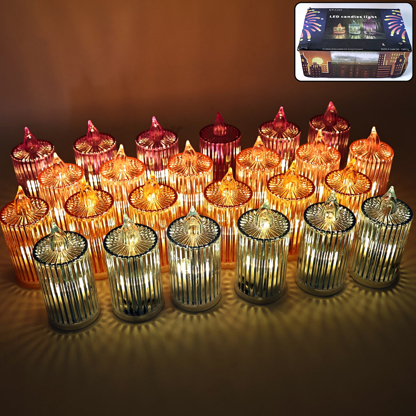 Decorative Flameless Electronic Led Candle Light Set (24 Pc) Default Title - Anthro Bazaar