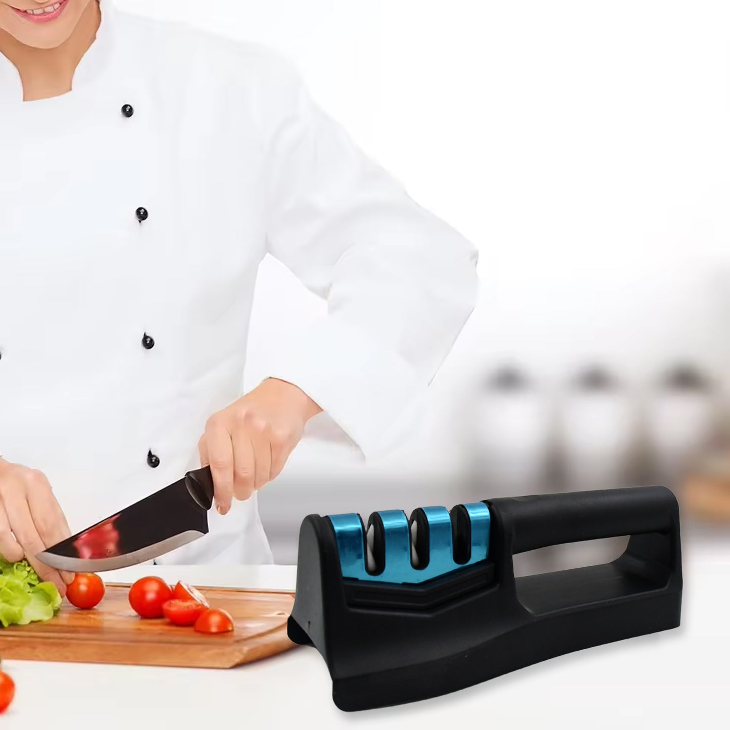 10020 Knife Sharpener For Kitchen Knife Sharpener With Vegetable Chopper And Fish Scale Remover Handheld Knives Pocket Knife Sharpener Knife Sharpener For Chefs Serrated Knife (9in1) Default Title - Anthro Bazaar