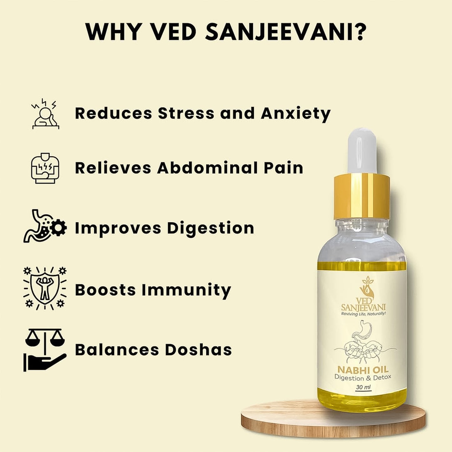 Ved Sanjeevani 30ml Ayurvedic Nabhi Oil For Digestion Detox (30ml 1 Pc) Default Title - Anthro Bazaar