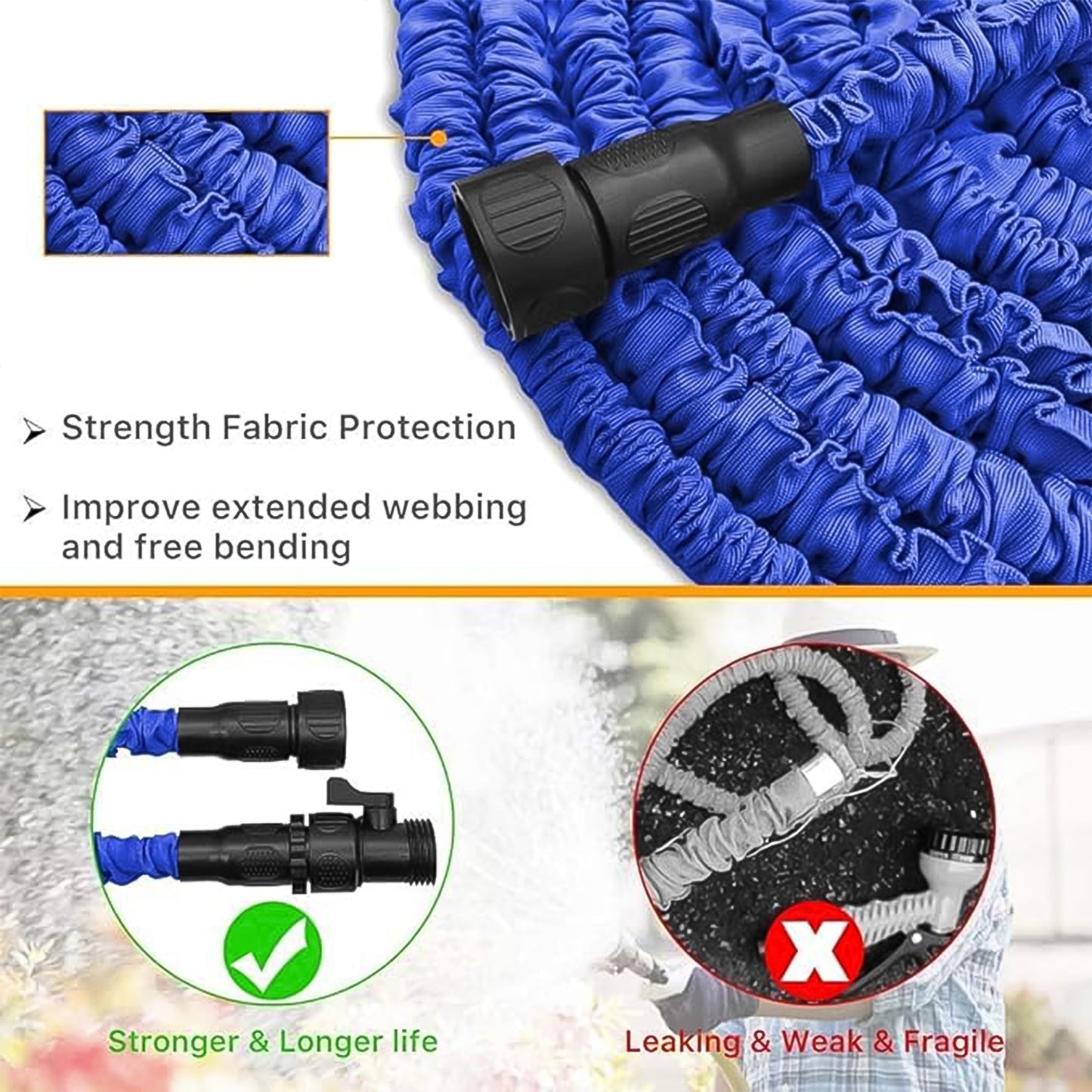 Expandable Magic Garden Hose With Spray Gun Approx 4 Metre Pipe (1 Set Mix Color) Default Title - Anthro Bazaar