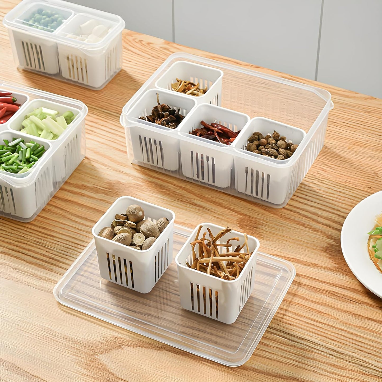 Fridge Storage Boxes Freezer Storage Containers Container For Kitchen Storage Set Storage In Kitchen Vegetable Storage Draining Crisper Refrigerator Food Box (1 Pc) Default Title - Anthro Bazaar