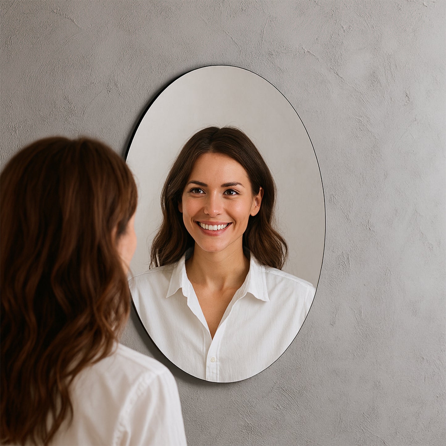 Elegant Oval Frameless Wall Mirror For Home Office Decor (6 Pc) Default Title - Anthro Bazaar