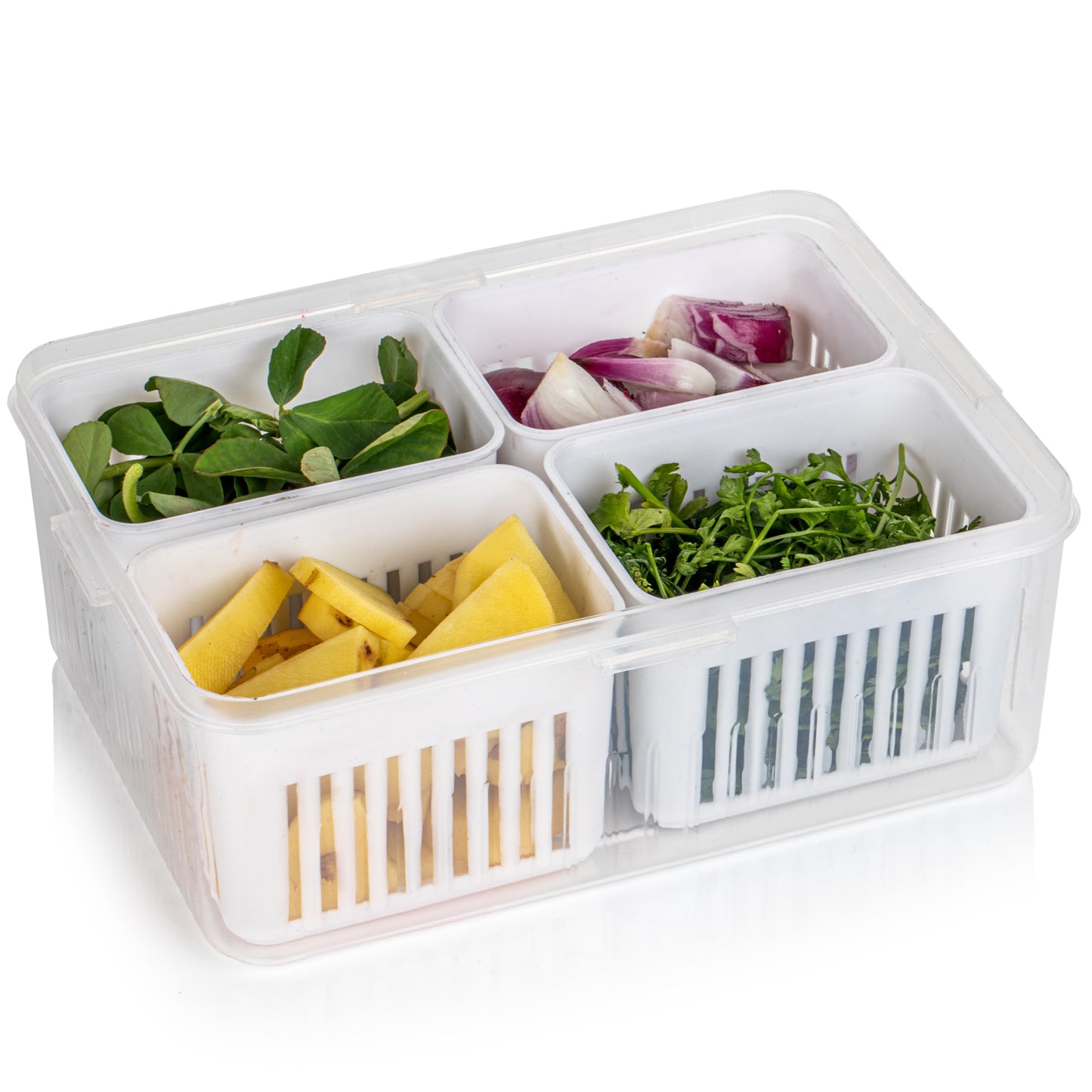 Fridge Storage Boxes Freezer Storage Containers Container For Kitchen Storage Set Storage In Kitchen Vegetable Storage Draining Crisper Refrigerator Food Box (1 Pc) Default Title - Anthro Bazaar