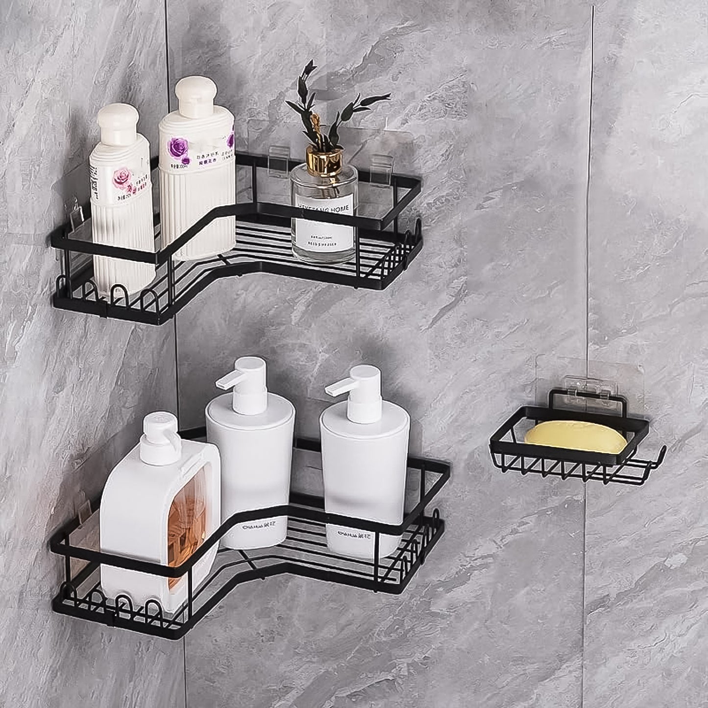 Iron Coating Self-adhesive Corner Shelf Organizer (2 Pc) Default Title - Anthro Bazaar