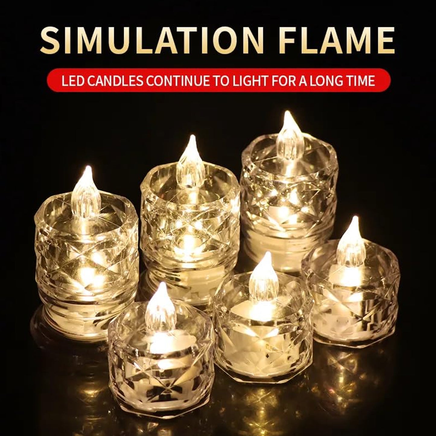 24 Pcs Flameless And Smokeless Decorative Acrylic Candles Transparent Led Tea Light Candle For Gifting House Diwali Christmas Festival Events Decor Candles Default Title - Anthro Bazaar