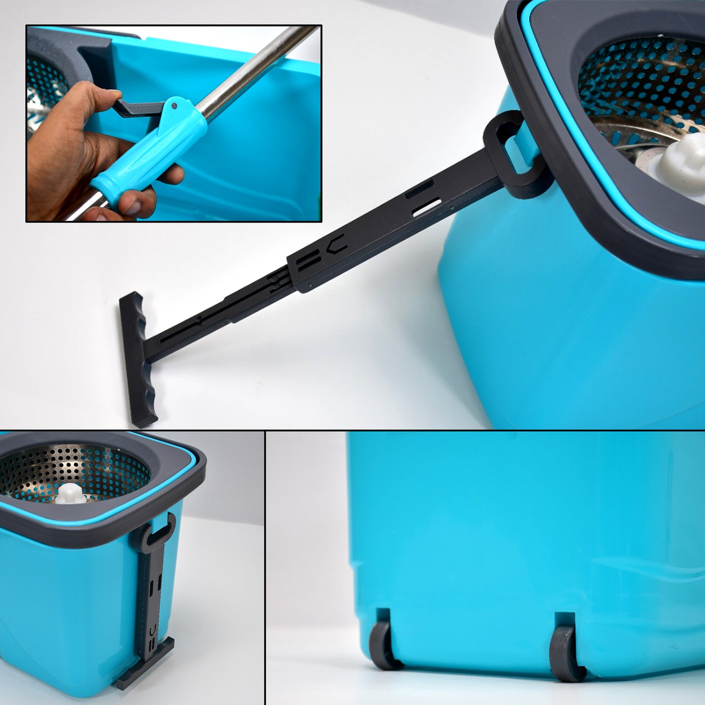 4027 Quick Spin Mop Plastic Spin Bucket Floor Cleaning Easy Wheels Big Bucket Floor Cleaning Mop With Bucket Default Title - Anthro Bazaar