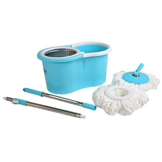 8714 Rapid Steel Spinner Bucket Mop 360 Degree Self Spin Wringing With 2 Absorbers For Home And Office Floor Cleaning Mops Set Default Title - Anthro Bazaar