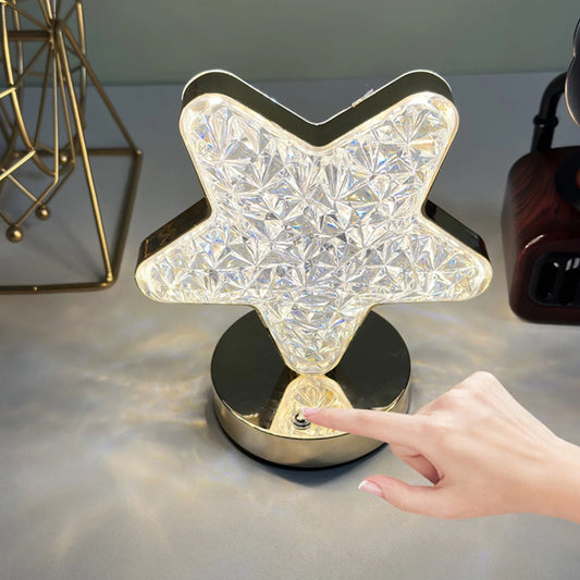 12571 Star Shape Crystal Diamond Lamp Cordless Luxury Lamp With Usb Rechargeable 3-way Dimmable Touch Control Decorative Nightstand Lamp For Bedroom Living Room Party Restaurant Decor (1 Pc ) Default Title - Anthro Bazaar