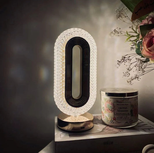 LumiGlow™ Touch Crystal Table Lamp | 3-Way Dimmable USB Rechargeable Diamond Light