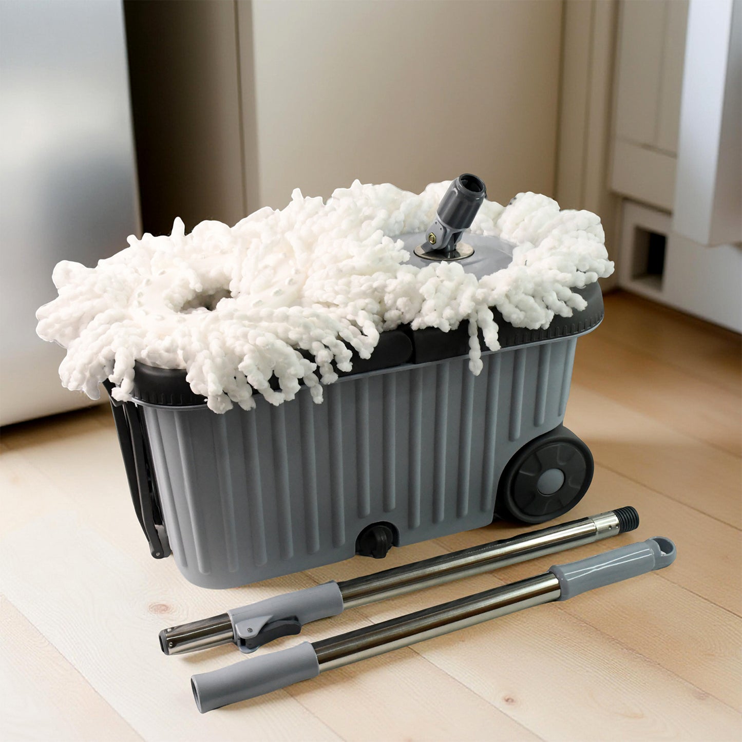 Apex Magic Spin Mop Cleaning Set With Dual Chamber Bucket Wheels Default Title - Anthro Bazaar