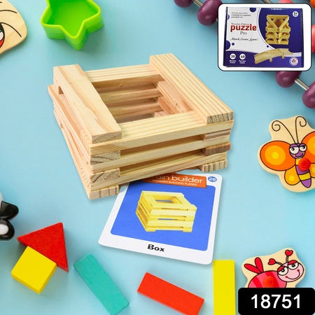 Wooden Pattern Brain Puzzles 20 Pcs Wooden Strips 40 Pattern Cards (1 Set) Default Title - Anthro Bazaar