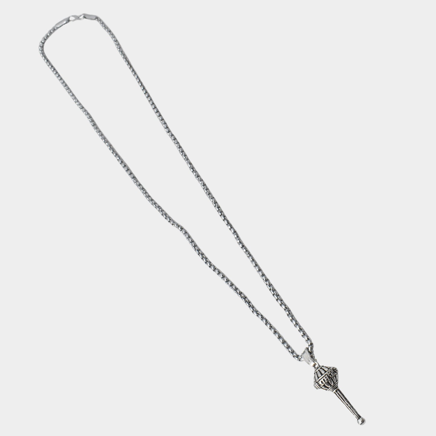 Silver Chain With Gada Pendant Locket (1 Pc) Default Title - Anthro Bazaar