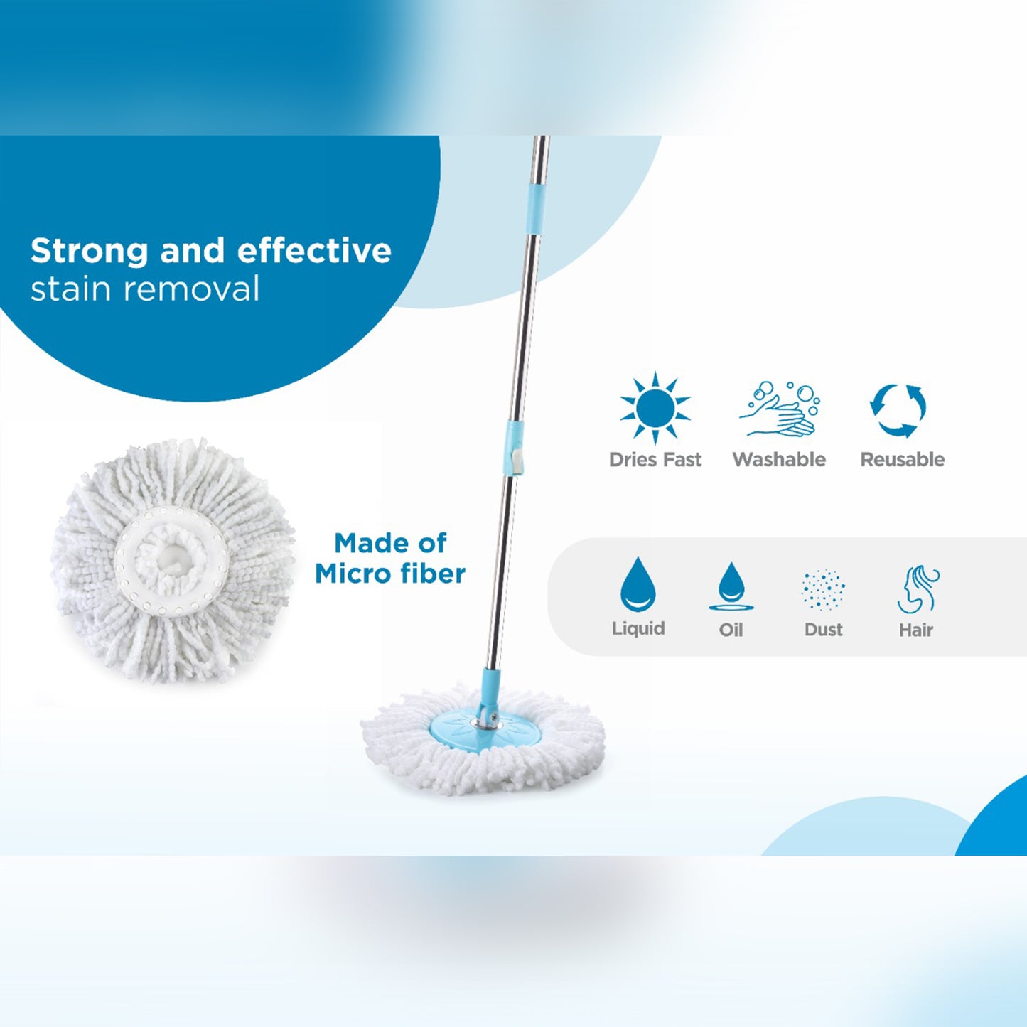 8714 Rapid Steel Spinner Bucket Mop 360 Degree Self Spin Wringing With 2 Absorbers For Home And Office Floor Cleaning Mops Set Default Title - Anthro Bazaar