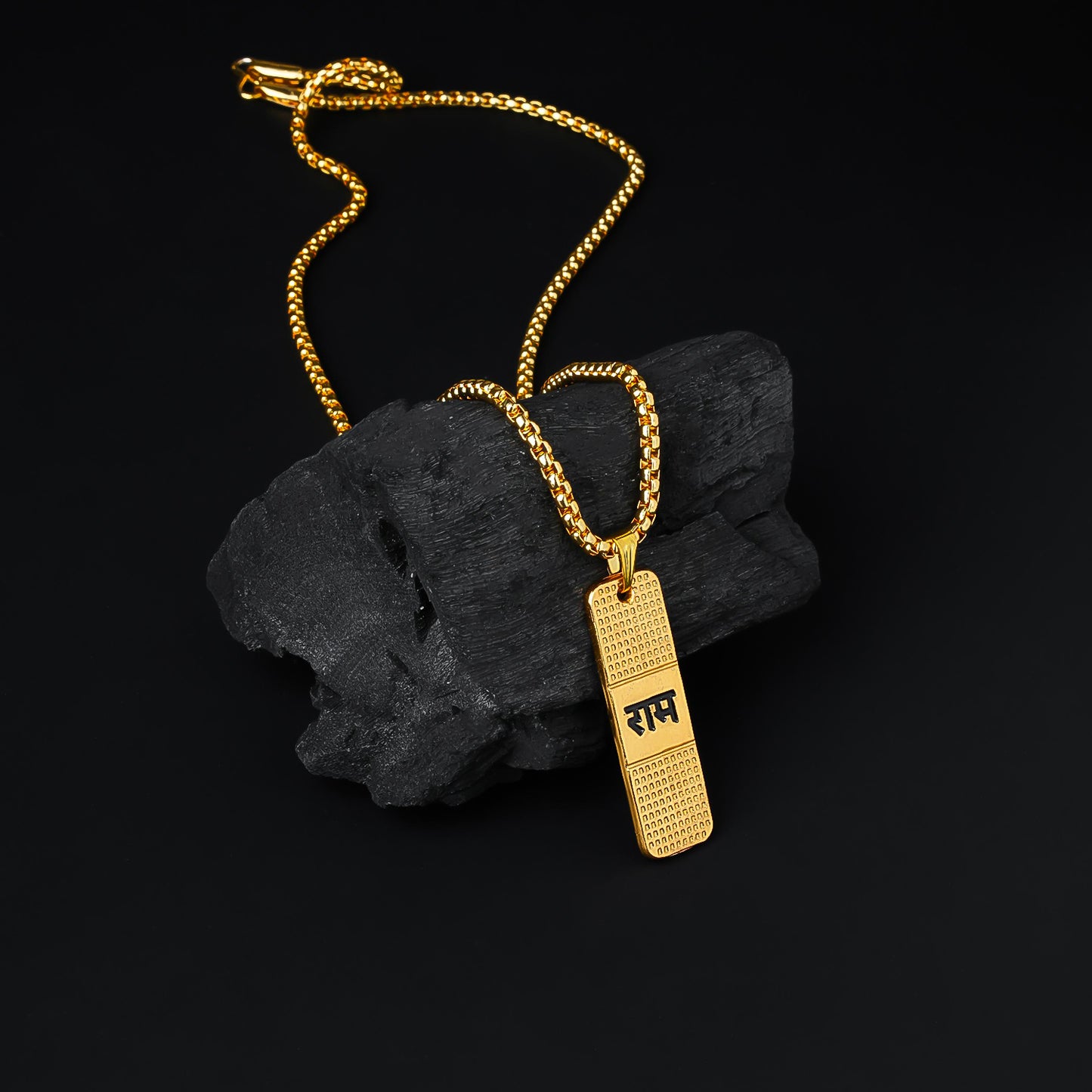 Golden Ram Naam Locket With Chain (1 Pc) Default Title - Anthro Bazaar