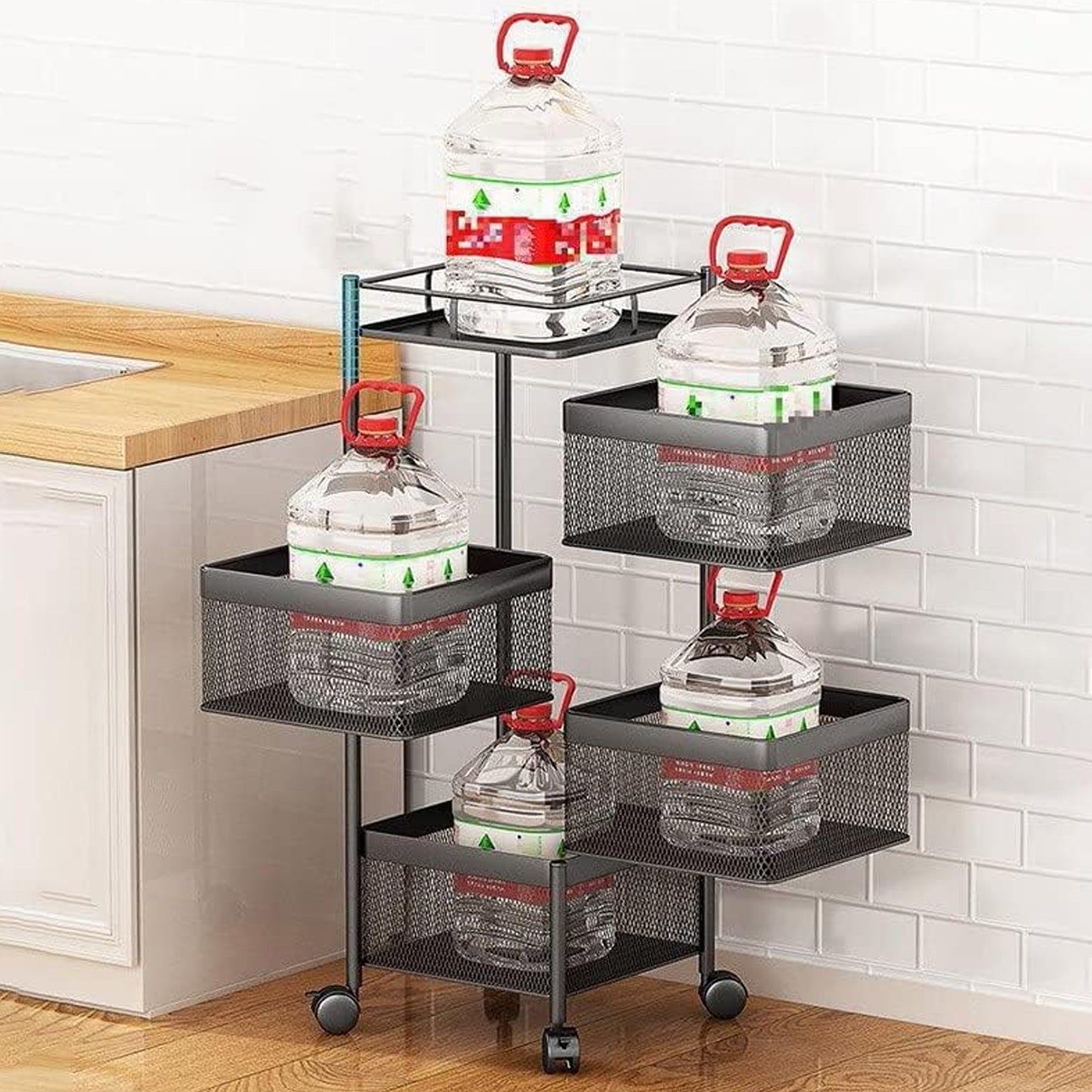 Metal High Qaulity Kitchen Trolley Kitchen Organizer Items And Kitchen Accessories Items For Kitchen Rack Square Design For Fruits Vegetable Onion Storage Kitchen Trolley With Wheels (4 Layer 3 Layer) Default Title - Anthro Bazaar