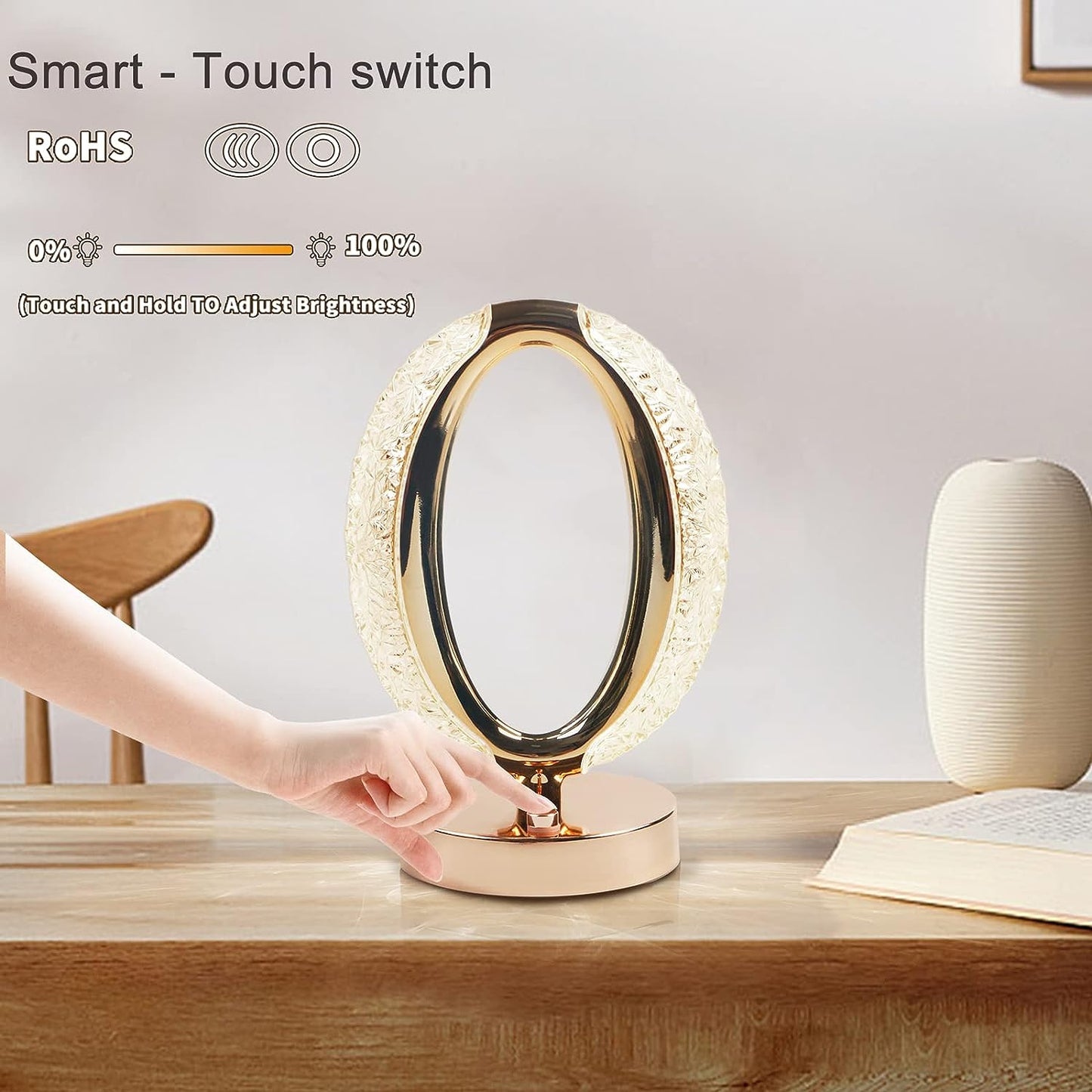 6878 Touch Control Crystal Table Desk Lamp 3-way Dimmable Light Usb Rechargeable Crystal Diamond Table Lamp Exquisite Night Stand Light Lamp Beside Lamp For Bedroom Living Room Decorative Desk Lamp Default Title - Anthro Bazaar