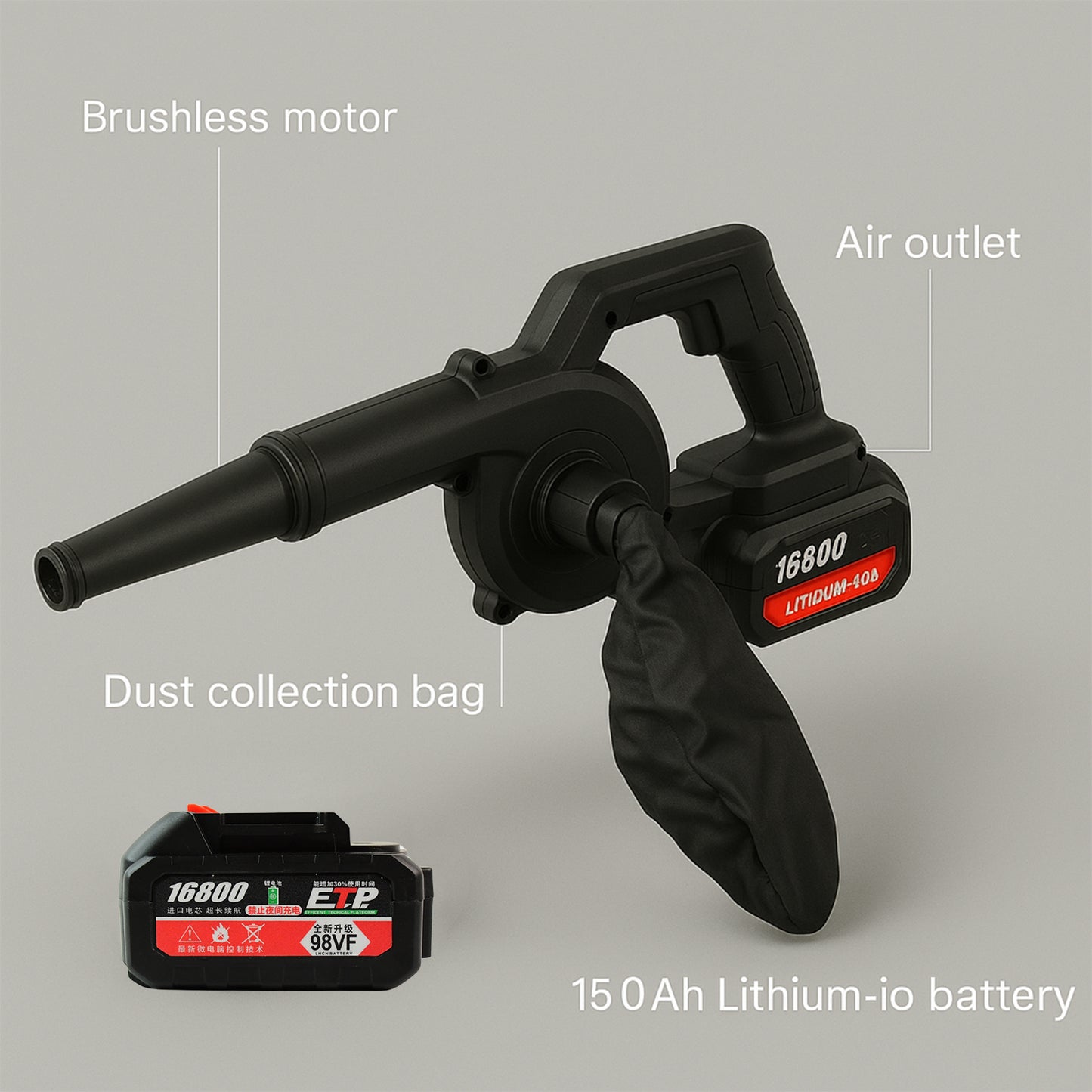 Multi-purpose Home And Garden Air Blower And Suction Vacuum Combo Kit With Collection Bag For Easy Cleaning Default Title - Anthro Bazaar