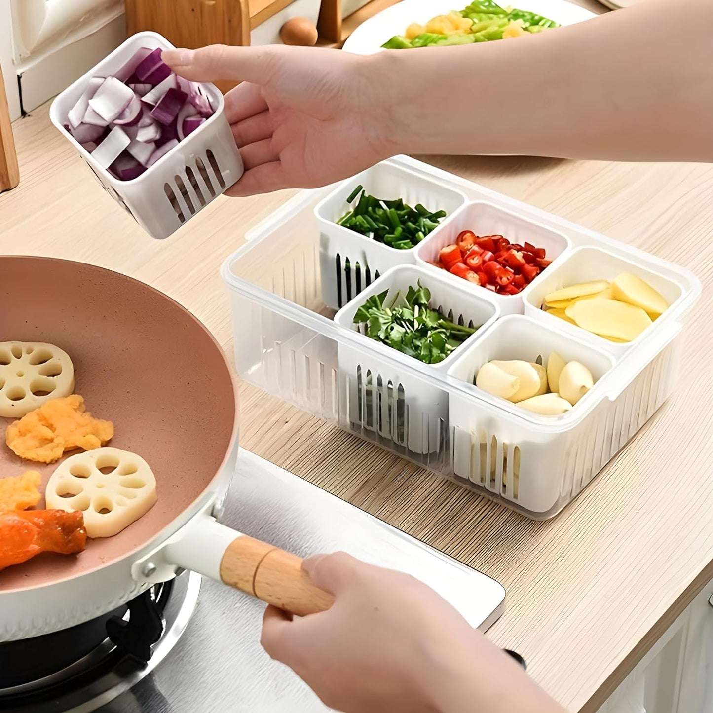 Fridge Storage Boxes Freezer Storage Containers Container For Kitchen Storage Set Storage In Kitchen Vegetable Storage Draining Crisper Refrigerator Food Box (1 Pc) Default Title - Anthro Bazaar