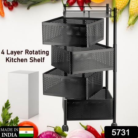 Metal High Qaulity Kitchen Trolley Kitchen Organizer Items And Kitchen Accessories Items For Kitchen Rack Square Design For Fruits Vegetable Onion Storage Kitchen Trolley With Wheels (4 Layer 3 Layer) Default Title - Anthro Bazaar