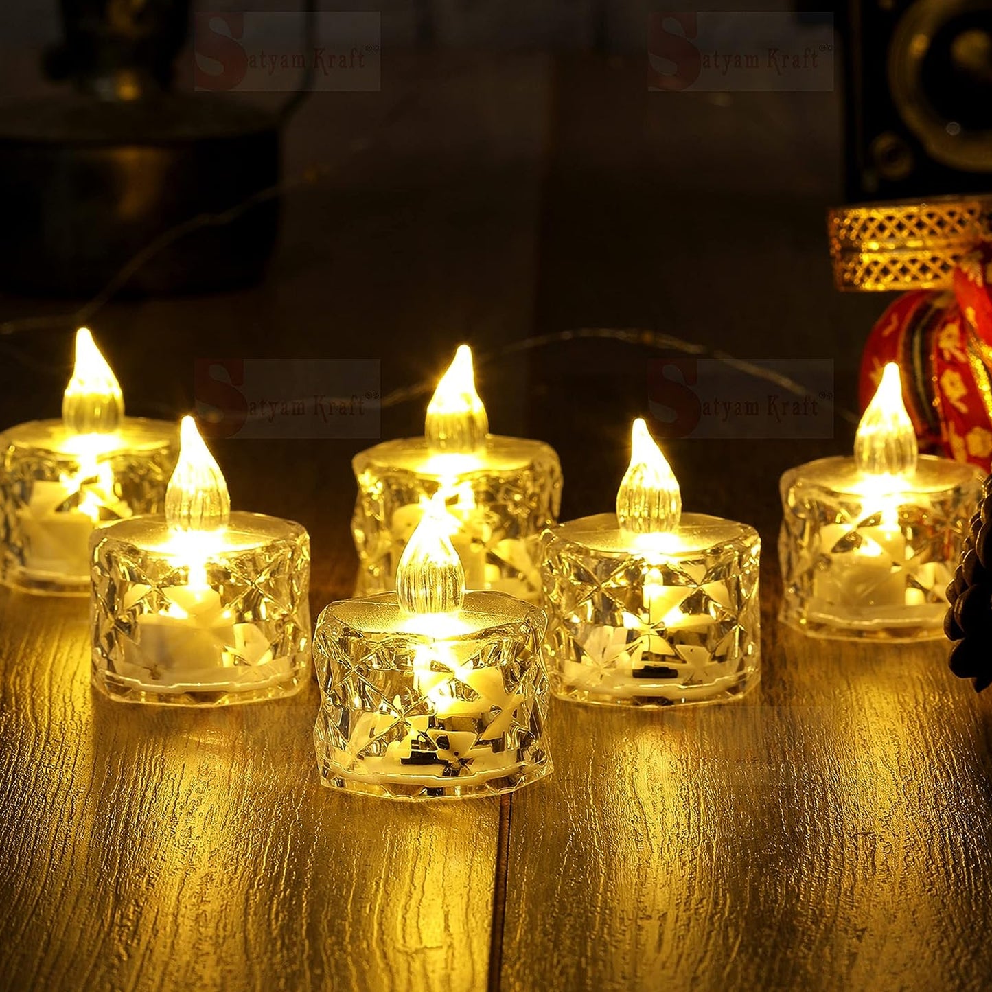 24 Pcs Flameless And Smokeless Decorative Acrylic Candles Transparent Led Tea Light Candle For Gifting House Diwali Christmas Festival Events Decor Candles Default Title - Anthro Bazaar