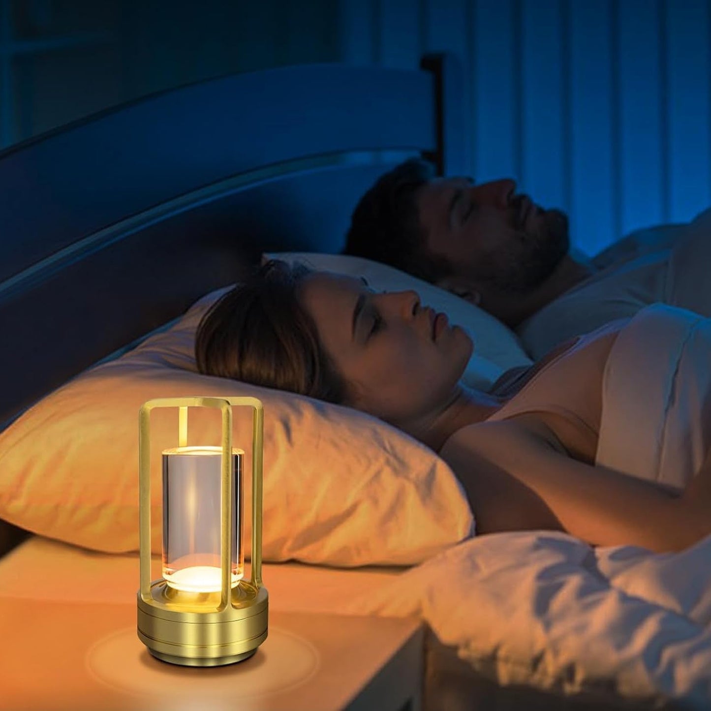 12974 Crystal Lantern Lamp Crystal Lantern Table Lamp 3 Colors Rechargeable Cordless Led Lights For Restaurant Bedroom Lights (1 Pc) Default Title - Anthro Bazaar