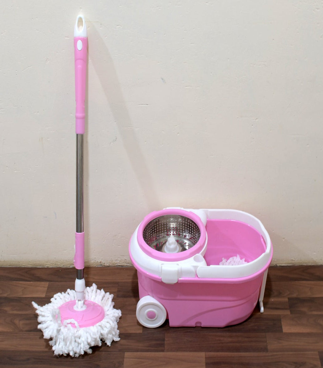 4105 Mop With Bucket For Floor Cleaning With Steel Spin Mop For Floor Cleaning Floor Cleaner Mop Spin Mop Magic Mop Mop Stick Spin Mop Set With Bucket Household Office Cleaning Tool Mop Default Title - Anthro Bazaar