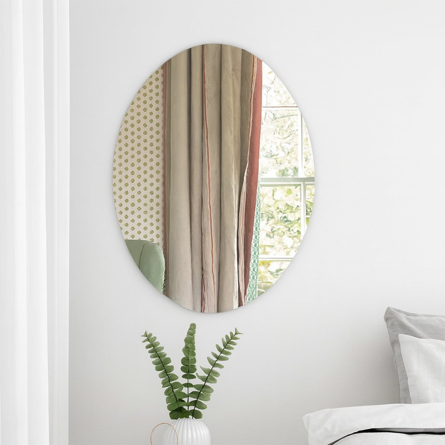 Elegant Oval Frameless Wall Mirror For Home Office Decor (6 Pc) Default Title - Anthro Bazaar