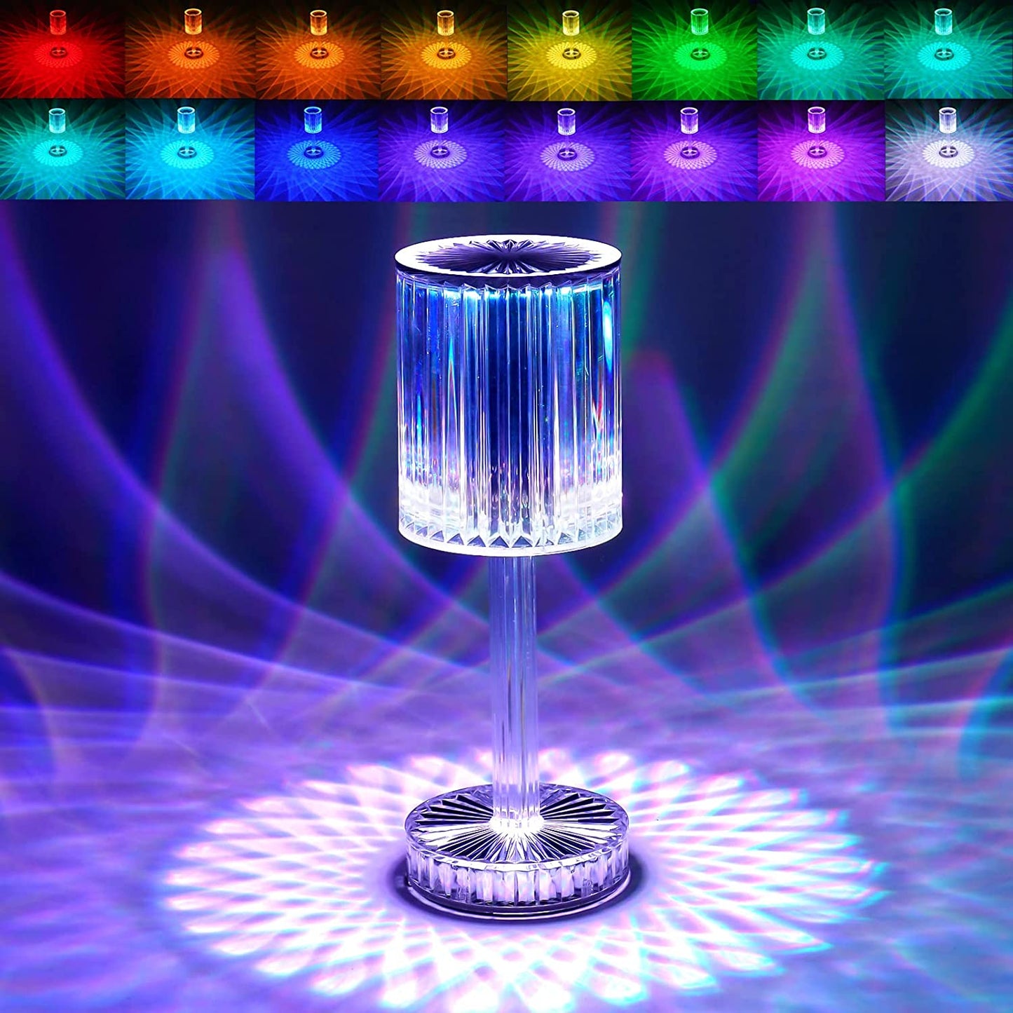 6605 Crystal Table Lamp Touch Control Atmosphere Nightstand Lamp With Usb Charging Line Default Title - Anthro Bazaar