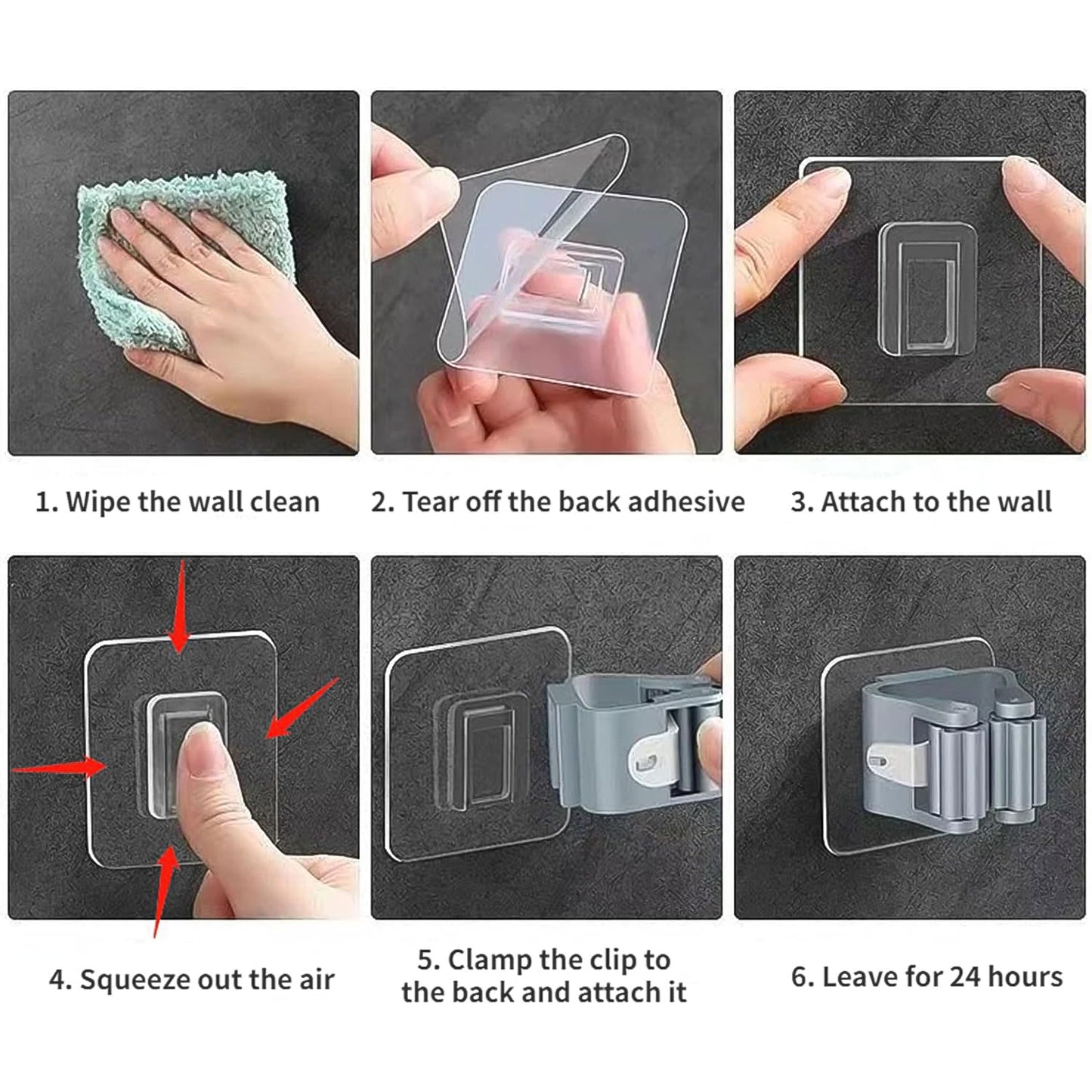 Self-adhesive Mop And Broom Holder Clips (6 Pc Set) Default Title - Anthro Bazaar