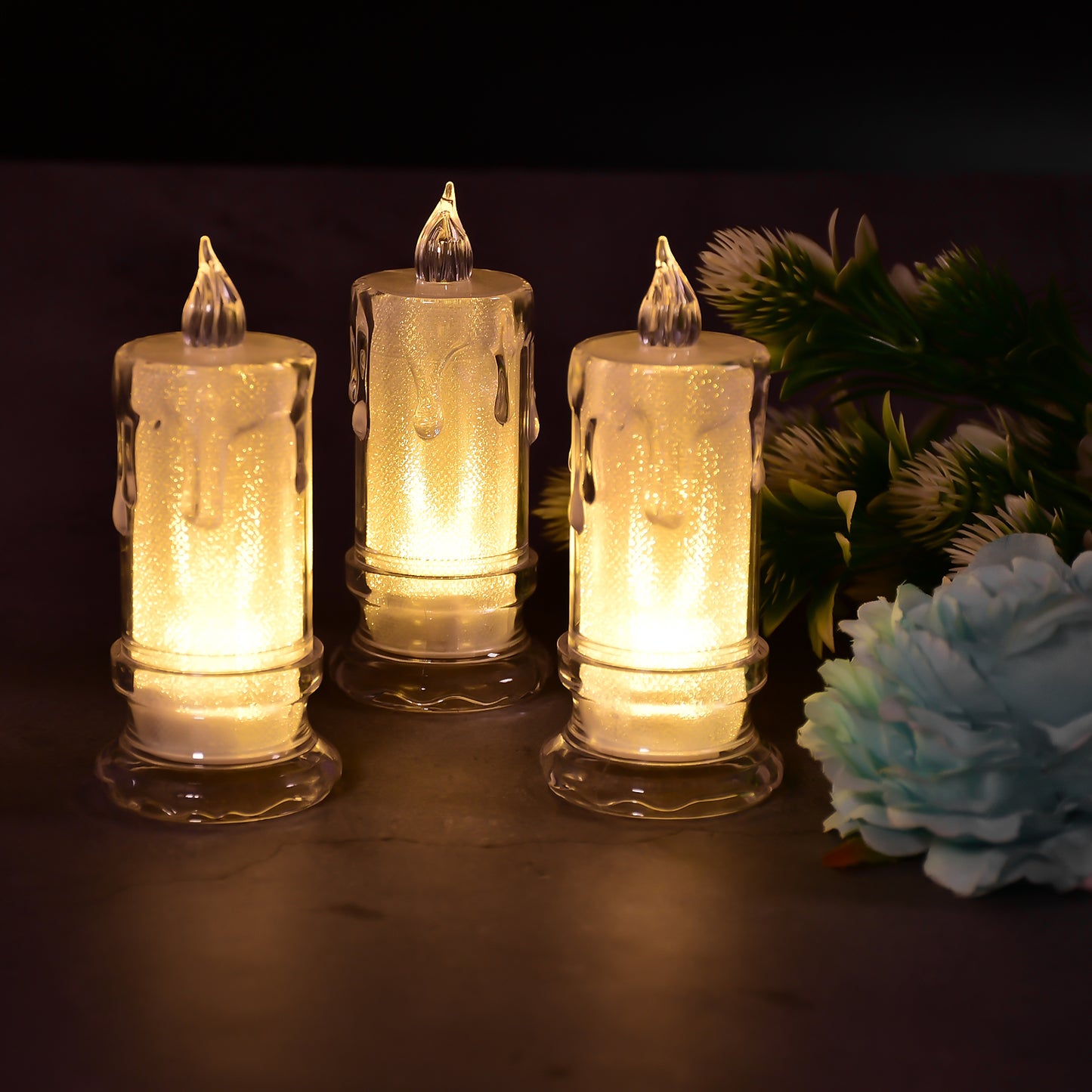 6559 Big Size Flameless Melted Design Candles For Decoration (Set Of 12pc) Default Title - Anthro Bazaar