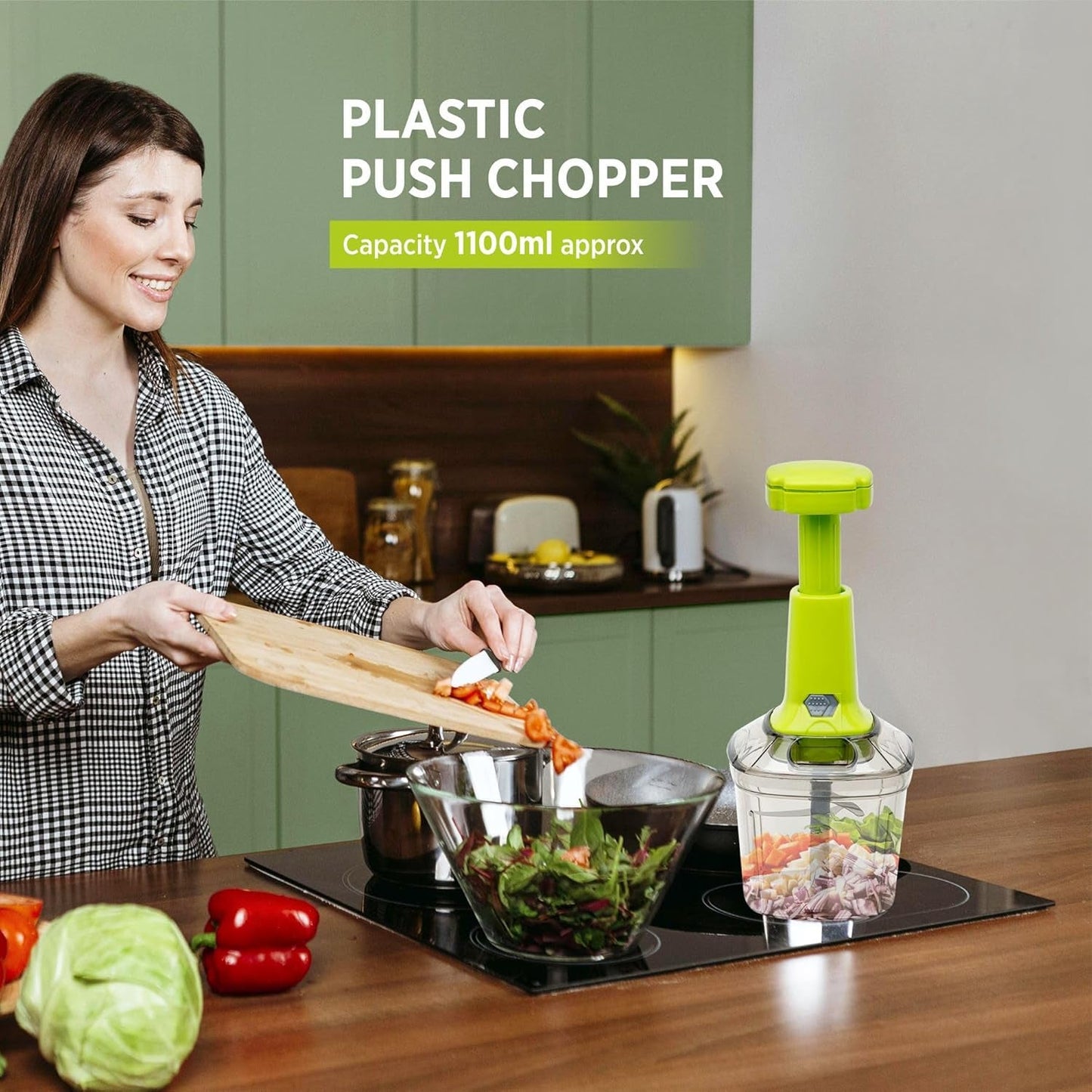 2in1 Press Vegetable Choppers For Kitchen (1100 Ml) Default Title - Anthro Bazaar