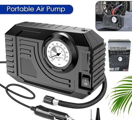 7586 Tire Inflator Portable Air Compressor 12v Small Air Pump For Car Tires Bicycle Balloons Cars Bike Bicycles And Other Inflatables With Led Light (12v) Default Title - Anthro Bazaar
