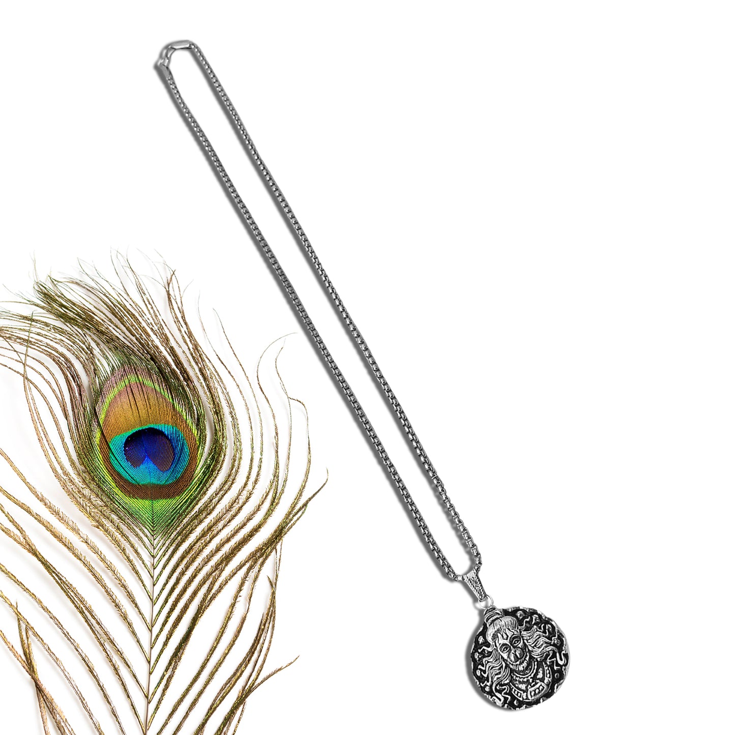 Hanuman Locket With Chain Pendant Necklace Chain (1 Pc) Default Title - Anthro Bazaar