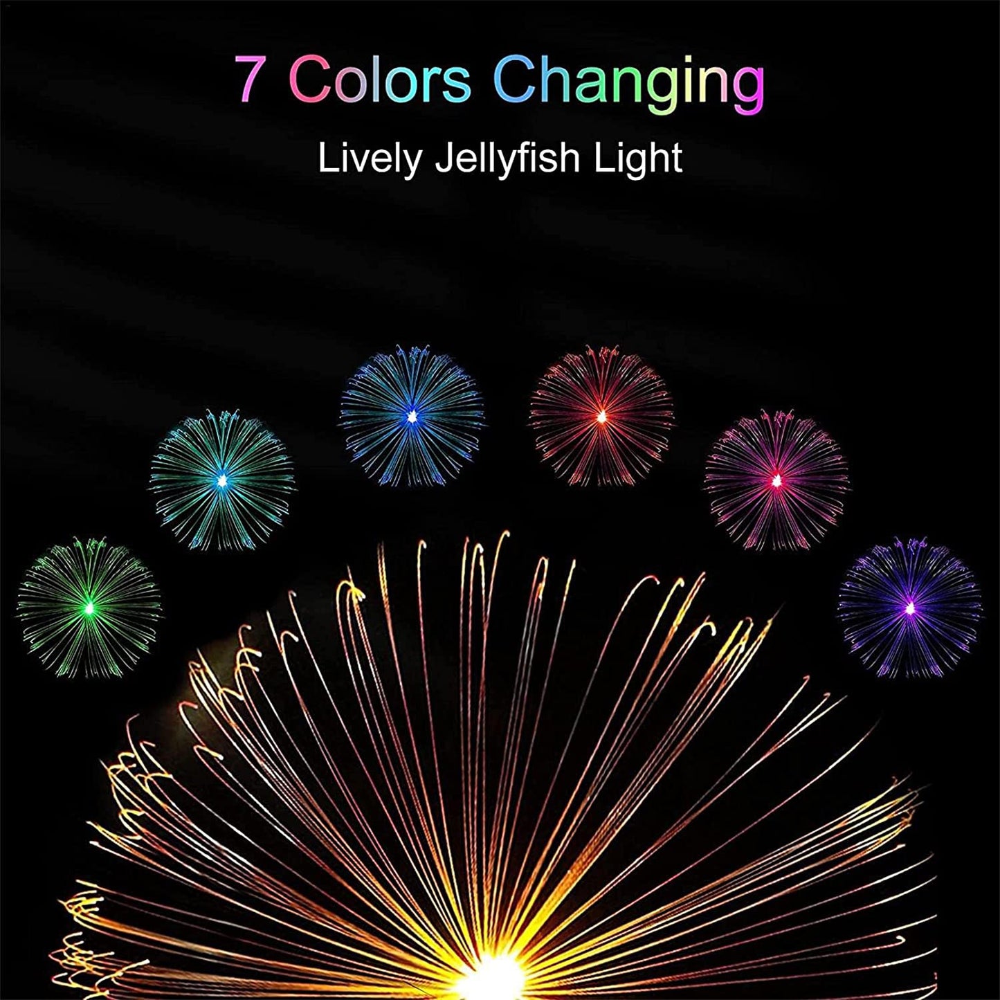 6616 2pcs Garden Solar Outdoor Lights Decorative 7 Colors Changing Rgb Light Waterproof Flower Jellyfish Firework Decor For Garden Patio Landscape Pathway Yard Holiday Decor Default Title - Anthro Bazaar
