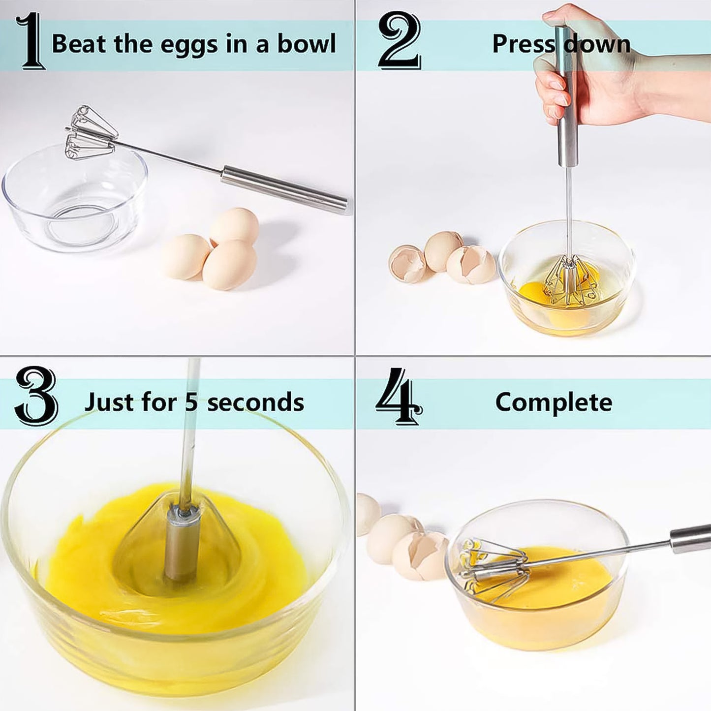 Hand Push Mixer Egg Whisk Stainless Steel Blender (1 Pc) Default Title - Anthro Bazaar