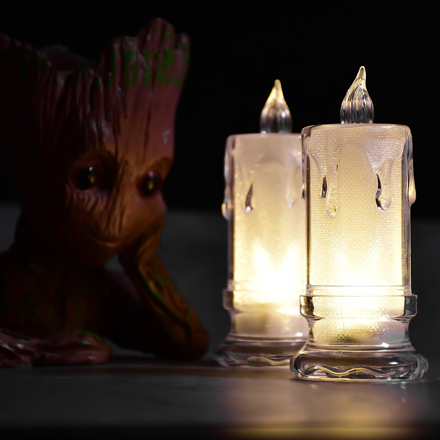 6559 Big Size Flameless Melted Design Candles For Decoration (Set Of 12pc) Default Title - Anthro Bazaar