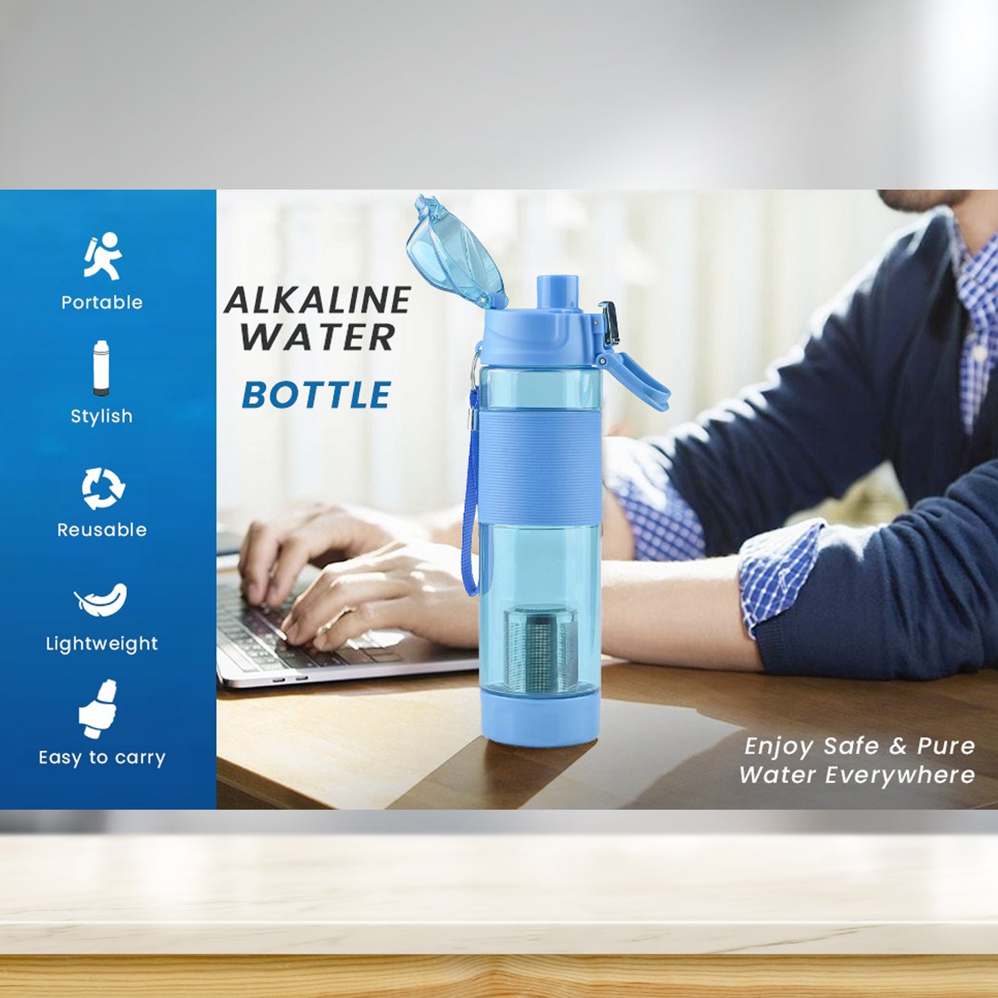 6480 Alkaline Water Bottle With Food Grade Plastic Stylish And Portable Default Title - Anthro Bazaar