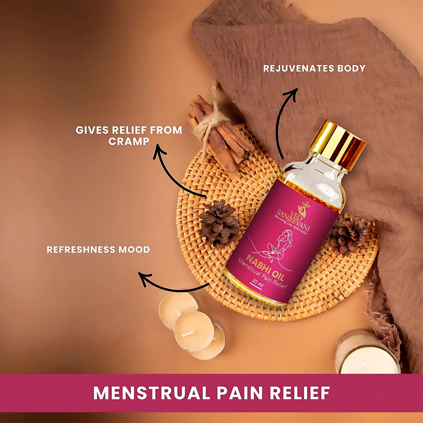 Ved Sanjeevani Nabhi Oil For Menstrual Pain Relief (30ml 1 Pc) Default Title - Anthro Bazaar