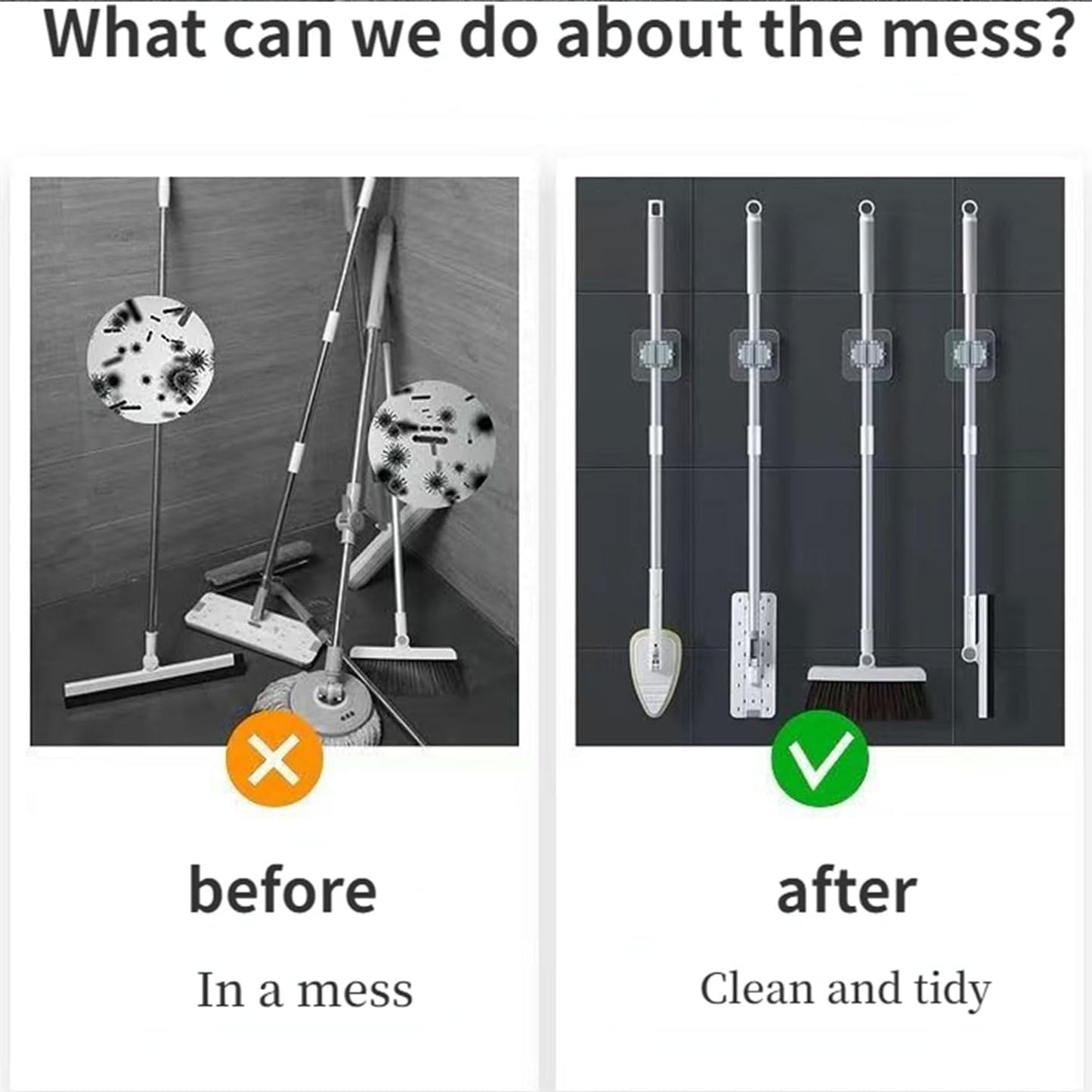 Self-adhesive Mop And Broom Holder Clips (6 Pc Set) Default Title - Anthro Bazaar