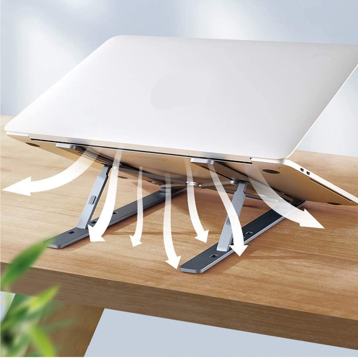 12874 Laptop Stand For Desk Metal Portable Laptop Stand With 6 Adjustable Angles Laptop Riser Phone And Tablet Stand Compatible For All Laptop Default Title - Anthro Bazaar