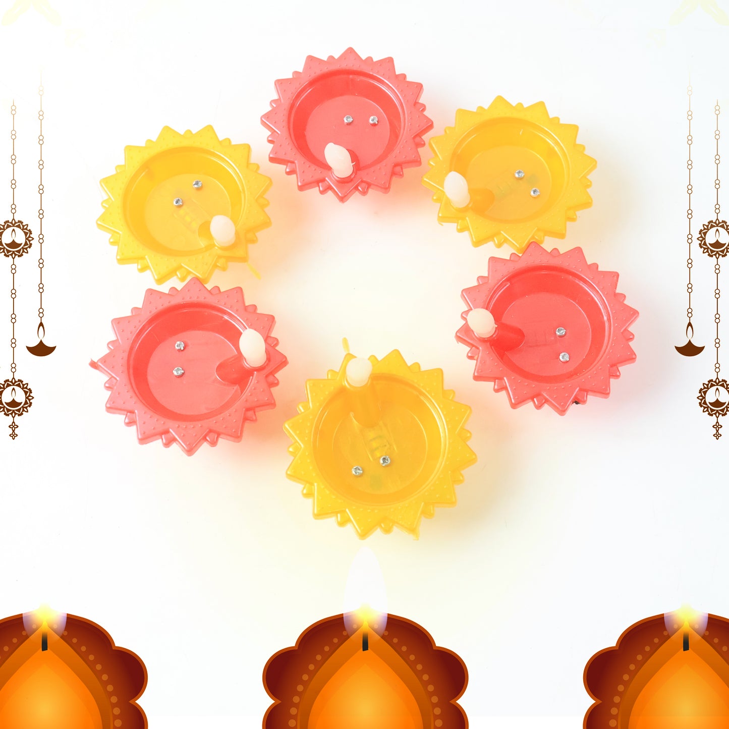 AquaGlow™ 6 Pc Water Sensor LED Diya – Automatic On/Off Flameless Festival Lamps