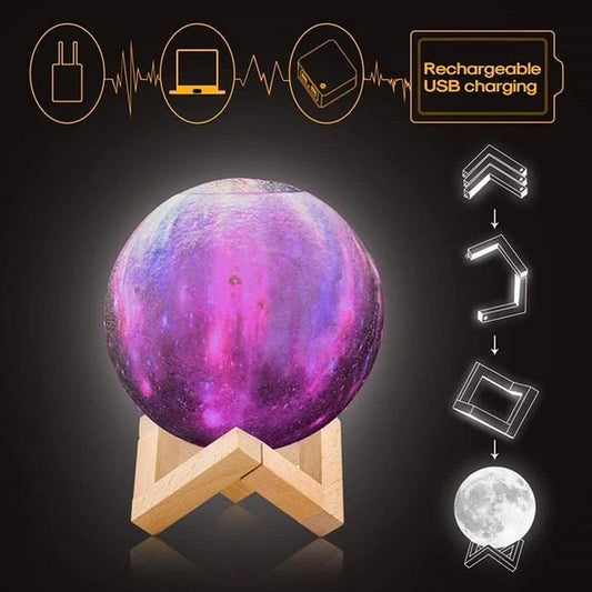 2-in-1 LED Moon Lamp & Aroma Diffuser – 3D Printed Night Light Humidifier