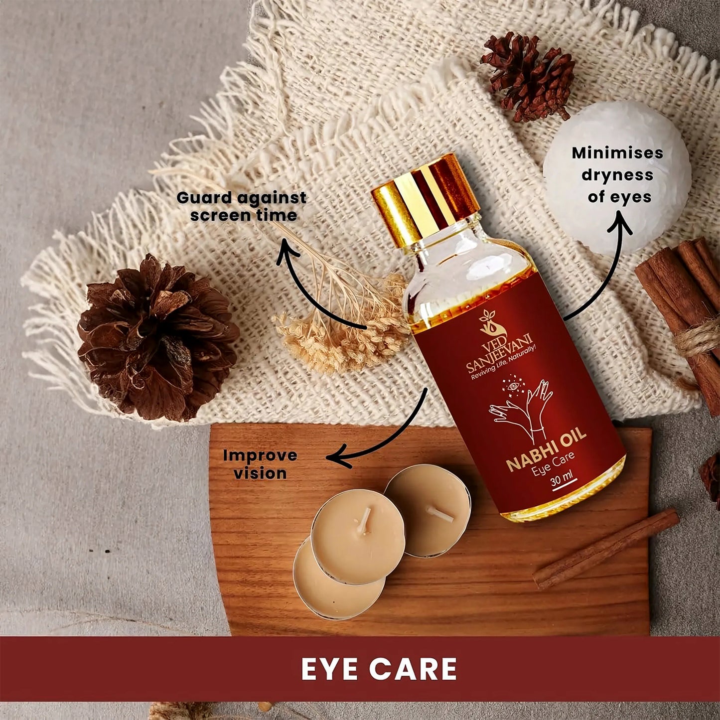 Ved Sanjeevani 100 Organic Ayurvedic Nabhi Oil For Eye Care (30ml 1 Pc) Default Title - Anthro Bazaar