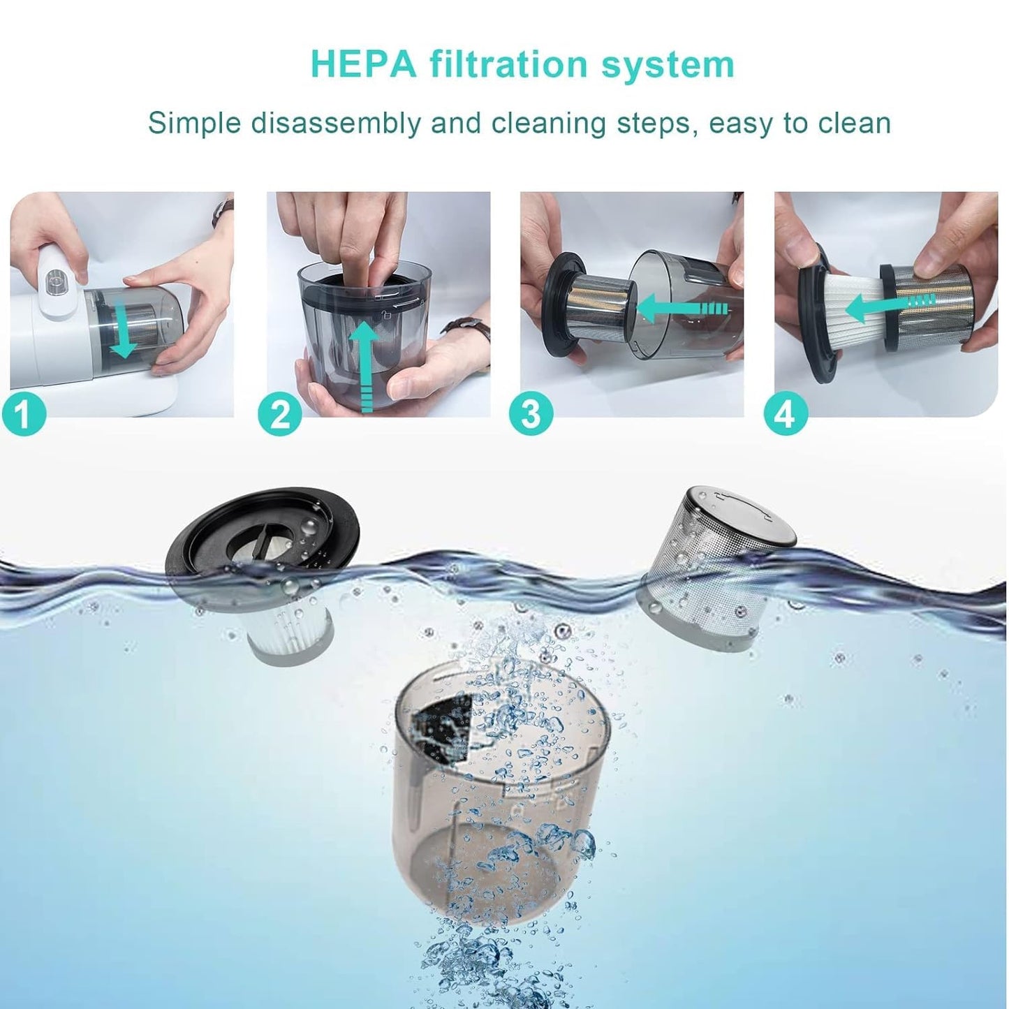 0227 Powerful Suction Portable Handheld Vacuum Cleaner - Low Noise Vacuum Cleaner For Bed - Cordless Vacuum Cleaner For Car Seat Crevices Pillows Mattresses Sofas Wireless Anti Dust And Mite Cleaner Default Title - Anthro Bazaar