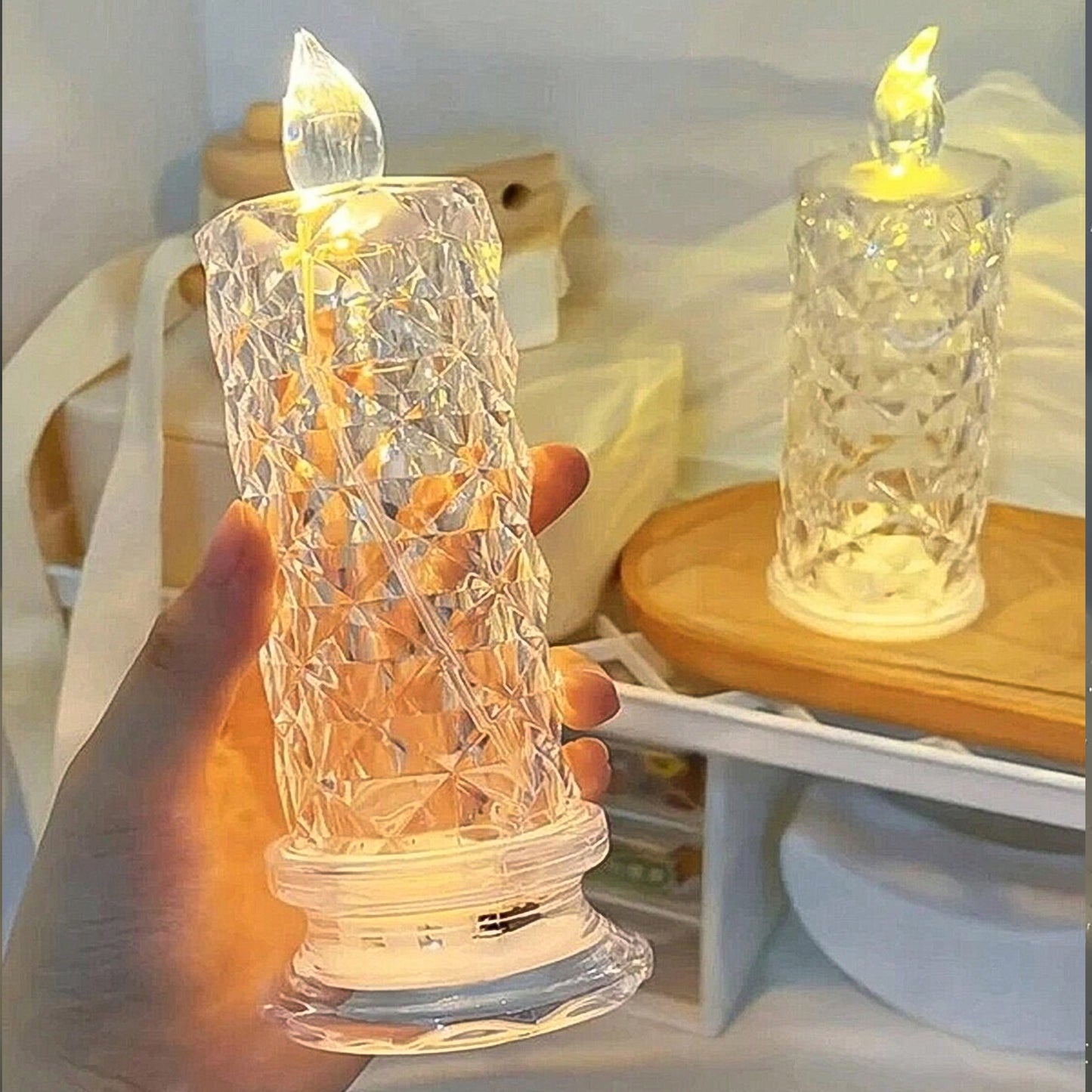 6241 Rose Candles For Home Decoration Crystal Candle Lights Default Title - Anthro Bazaar